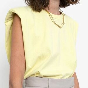 Frankie Shop Womens Eva Muscle T Shirt Size Small Yellow Shoulder Pads Casual